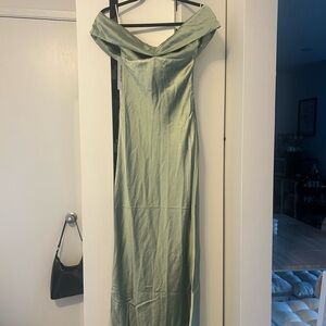 Princess Polly Elegant Green Off-Shoulder Dress